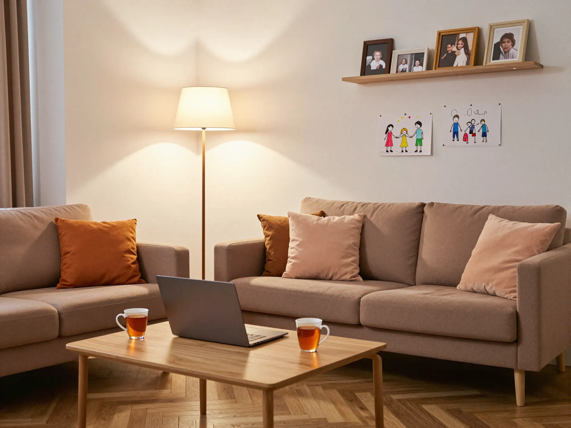 A cozy Dutch home interior with warm lighting