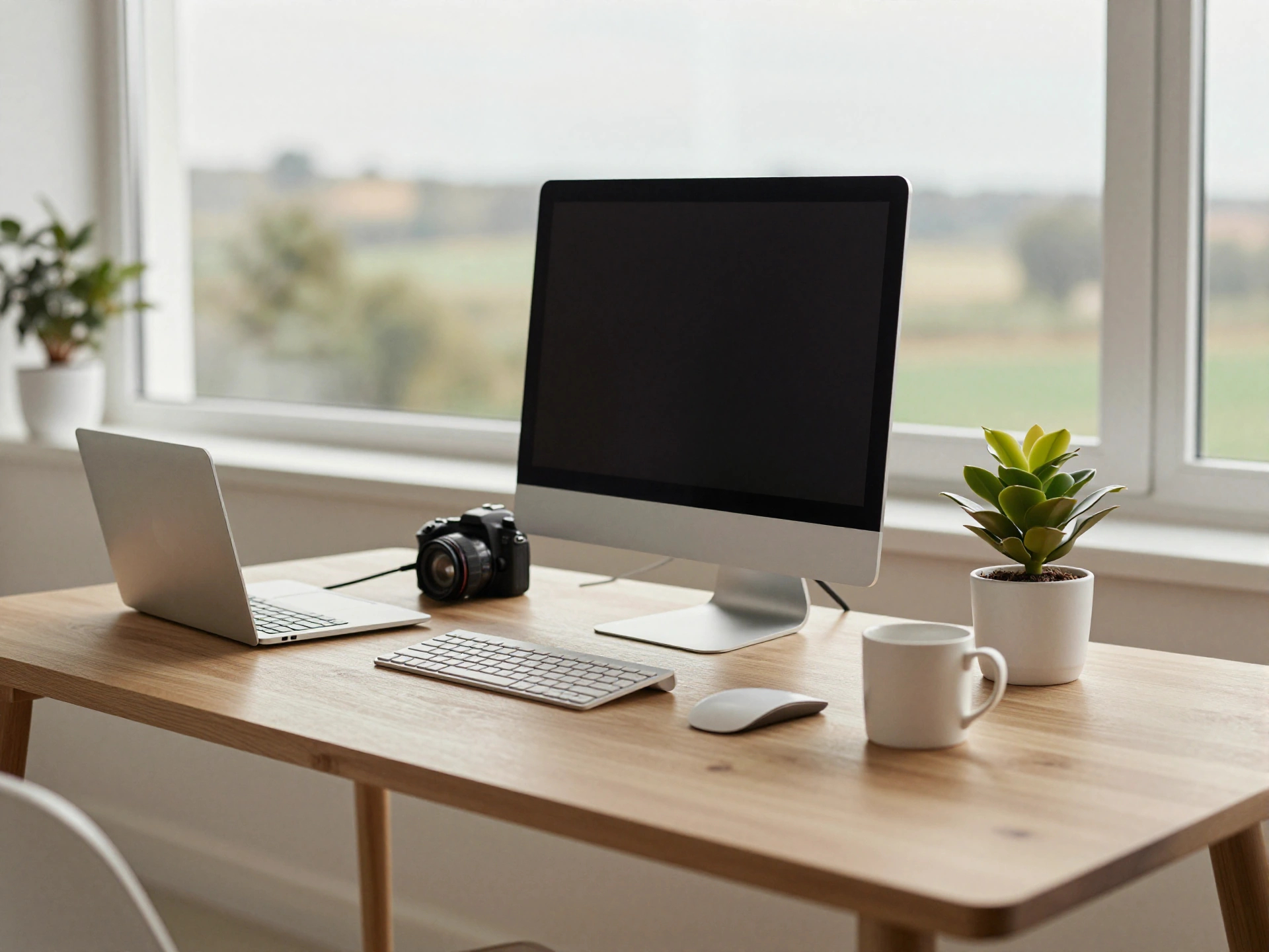 A teacher's desk showing multiple EduMaatje products working together — tablet, laptop, dashboard on screen